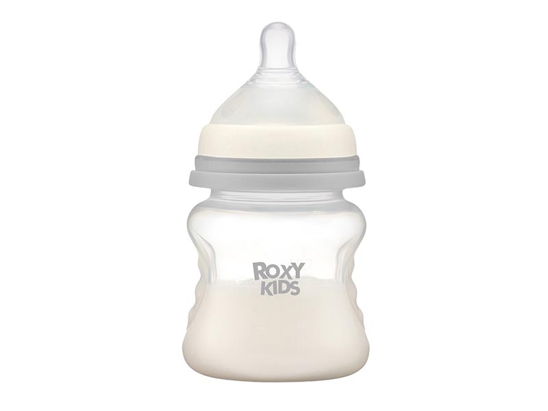 Бутылочка для кормления 120 мл, медл. поток, антиколик. соска, кокосово-серый. RBTL-001-BGR