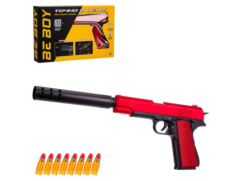 Донецк игрушка оптом Пистолет "BeBoy" с глушителем 39(22)*14 см в кор. IT109417