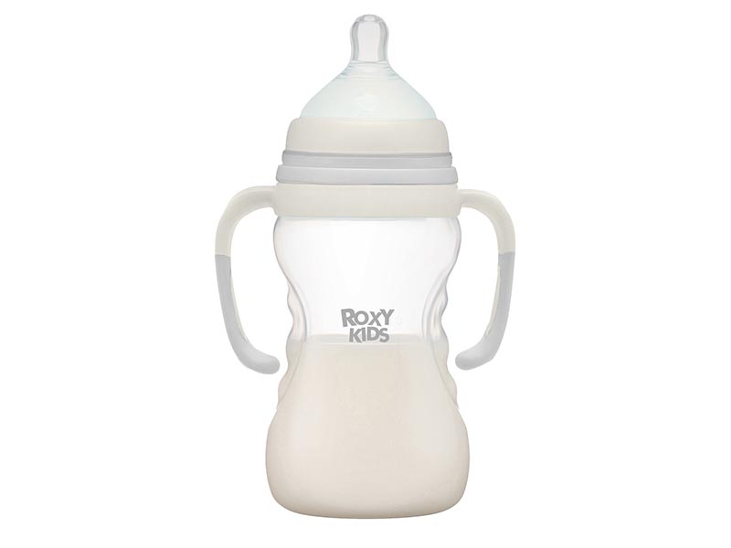 Бутылочка для кормления 260 мл, быстр. поток, антиколик. соска, кокосово-серый. RBTL-003-BGR