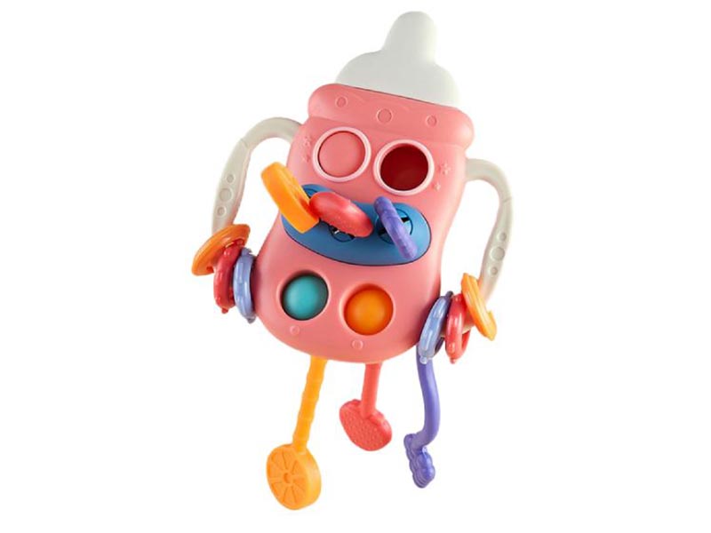 Погремушка-прорезыватель "Busy bottle" розовый, 11*12 см в кор. RMON-003-P