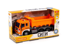 "Сити", автомобиль-самосвал инерционный (со светом и звуком) (оранжевый) (в коробке)