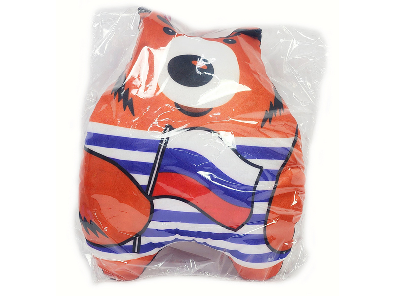 Донецк игрушка оптом Подушка-игрушка Медведь с флагом 30см PPR-007