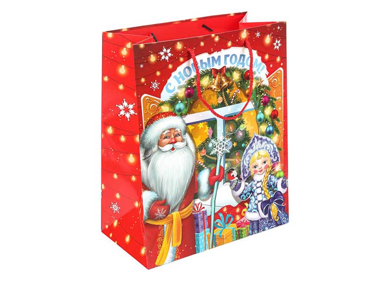 Пакет подар. Новый год 26*32*14 см, ПВХ окно. PWL-113294-NY