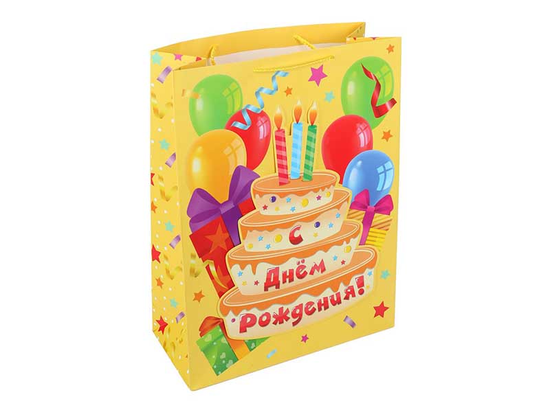 Пакет подар. С ДР! Тортик 33*45*15 см, апплик. PAXL-113311-CK