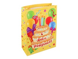 Пакет подар. С ДР! Тортик 33*45*15 см, апплик. PAXL-113311-CK