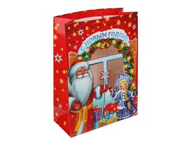 Пакет подар. Новый год 33*45*15 см, ПВХ окно. PWXL-113308-NY