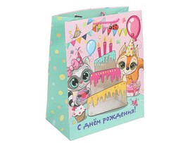 Пакет подар. Зверята 26*32 см, ПВХ окно. PWL-113296-AN