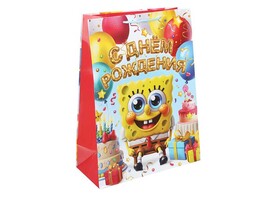Пакет подар. глянц. лам. С ДР! Губка Боб 34*45 см. PXL-130530-SB