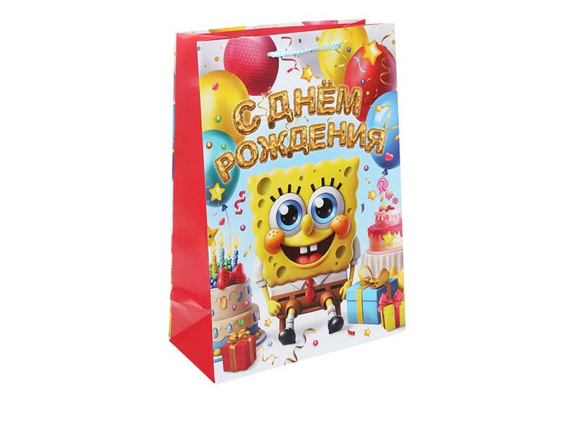 Пакет подар. глянц. лам. С ДР! Губка Боб 22*31 см. PML-130528-SB
