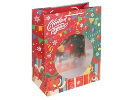 Пакет подар. Чебурашка. С Новым Годом 26*32 см, ПВХ окно