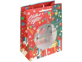 Пакет подар. Чебурашка. С Новым Годом 18*23 см, ПВХ окно