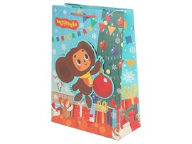 Пакет подар. Чебурашка. Новогодний 22*31 см, аппликация
