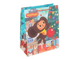 Пакет подар. мат. лам. Чебурашка. Новогодний 22*31 см
