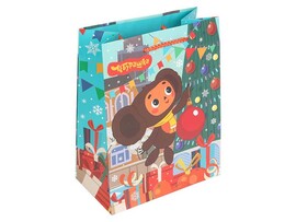 Пакет подар. мат. лам. Чебурашка. Новогодний 18*23 см