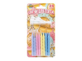 Свечи д/торта "Пастельные" 24 шт. с держат., блистер. CC-129160-HB4