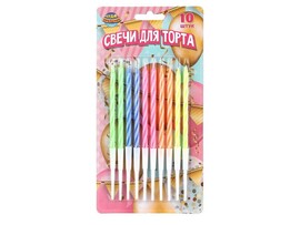 Свечи д/торта "Пять цветов" 10 шт., с держат., блист. СС10-113352-HB