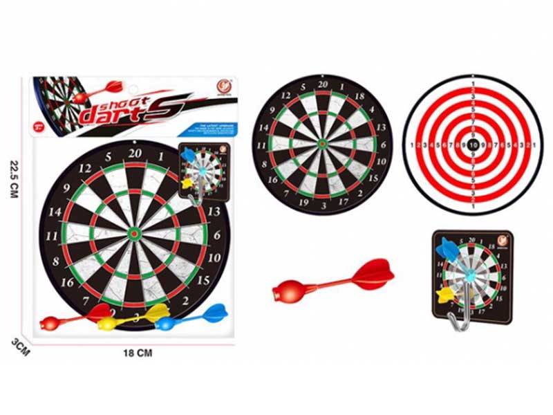 Дартс двусторонний, 3 магнит. дротика, крючок, 22*18 см в пак. B2413951
