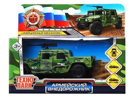 Машина металл. Армейский внедорожник 12 см, дв., багаж., кор. Технопарк