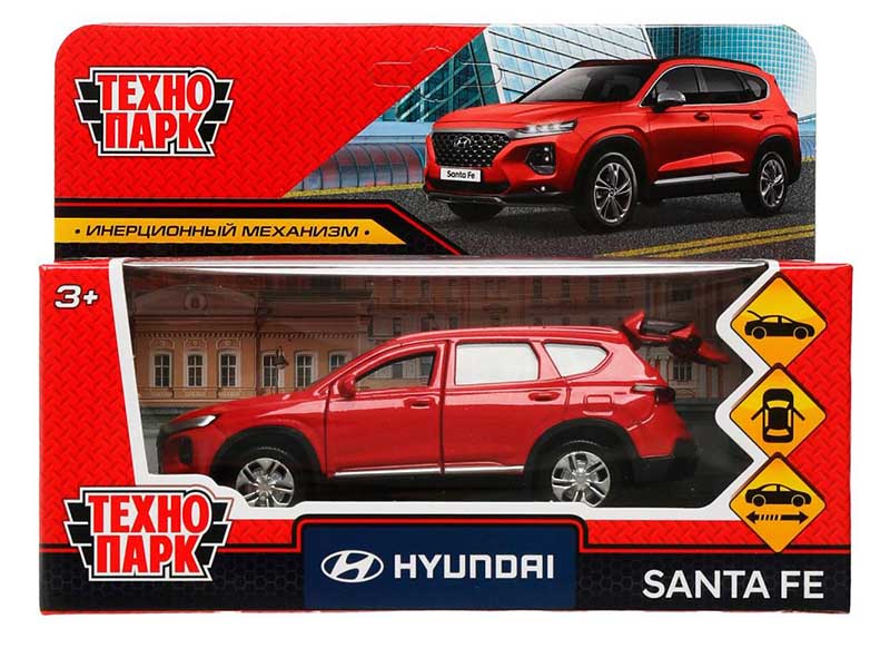Машина металл. Hyundai Santafe 12 см, дв., багаж., инерц., красный. Технопарк