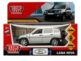 Машина металл. Lada Niva 12 см, дв., багаж., инерц., серебр., кор. Технопарк