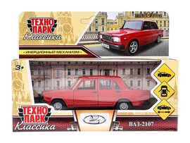 Машина металл. ВАЗ-2107 12 см, дв., багаж., инерц., вишневый. Технопарк