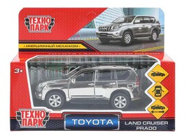 Машина металл. Toyota Prado 12 см, дв., багаж., инерц., серебр., кор. Технопарк