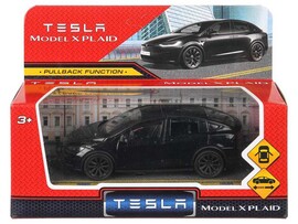 Машина металл. Tesla Model X Plaid 12 см, дв., черный, кор. Технопарк