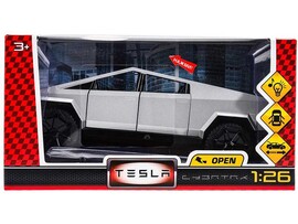 Машина металл. Tesla 23 см, свет, звук, дв., багаж., св-зв, инерц., серебр. Технопарк