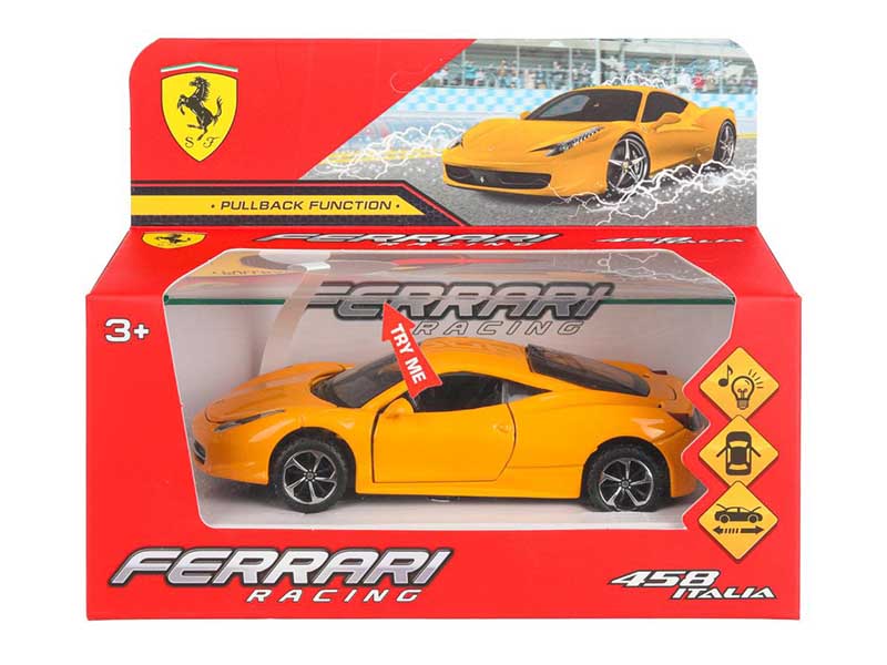 Машина металл. Ferrari 458 Italia 14 см, звук, дв., багаж., инерц. Технопарк