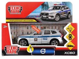 Машина металл. Volvo XC60 Полиция 12 см, свет, звук, дв., баг., инерц. Технопарк