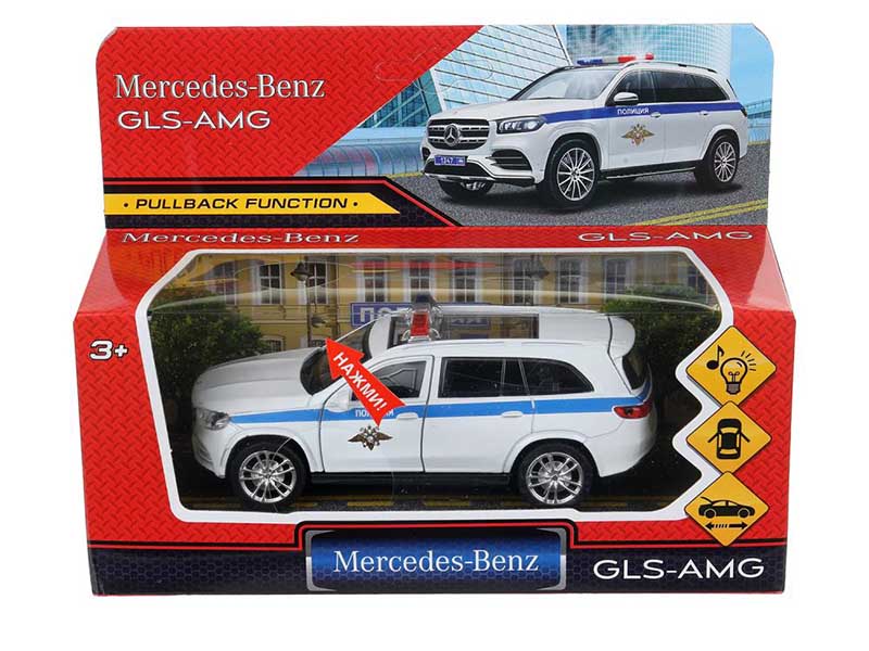 Машина металл. Mercedes-Benz AMG Полиция 12 см, свет, звук. Технопарк