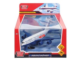 Модель металл. Авиалайнер 22 см, свет, звук, подв. дет., инерц. Технопарк