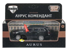 Машина металл. Аурус Комендант 12.5 см, свет, звук, дв., багаж, инерц., черн. Технопарк