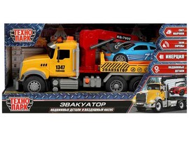 Машина пласт. Эвакуатор 35 см, свет, звук, возд. насос, инерц., кор. Технопарк