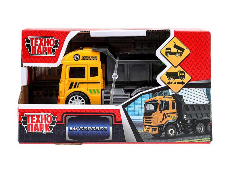 Машина пласт. Мусоровоз 13.5 см, подв. дет., инерц., кор. Технопарк
