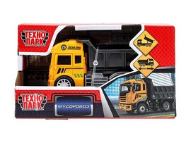 Машина пласт. Мусоровоз 13.5 см, подв. дет., инерц., кор. Технопарк