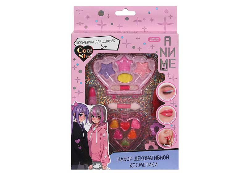 Набор косметики "Аниме": тени, блеск, помада, заколки, в кор. 114384-AG-TTG