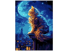 Картина на картоне с красками 28,5х38 см по номерам. "Кот на крыше" доставка оптом в Донецк