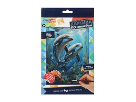 Холст с красками 28,5х20 см по номерам. Дельфины доставка оптом в Донецк