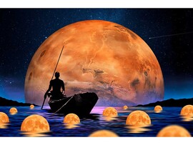 Холст с красками 22х30 см по номерам. Путешествие к Луне доставка оптом в Донецк