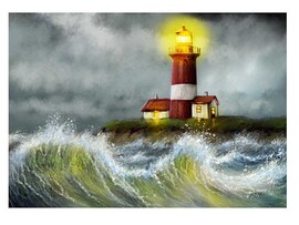 Холст с красками 22х30 см по номерам. Маяк в бушующем море доставка оптом в Донецк