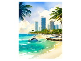 Холст с красками 30х40 см по номерам. Тропический морской пейзаж доставка оптом в Донецк