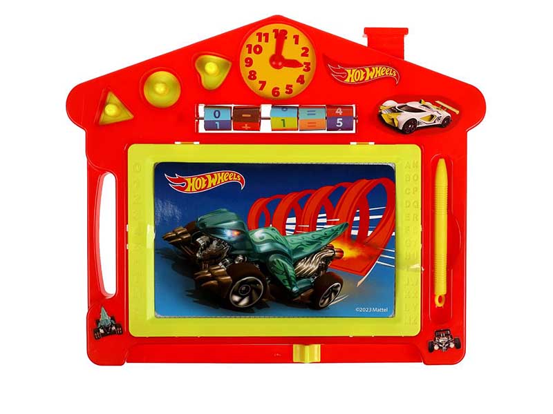 Доска магнитная "Хот Вилс" 27х23 см, 3 штампа, часы, счеты, в пак.