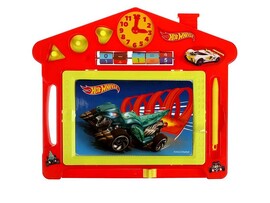 Доска магнитная "Хот Вилс" 27х23 см, 3 штампа, часы, счеты, в пак.