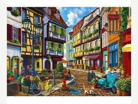 Алмазная мозаика 40*50 см «Милая улочка» (с подр.,с част. заполн., блест.) доставка оптом в Донецк