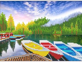 Алмазная мозаика 30х40 см «Яркие лодочки» (с подр., с част. заполн.) доставка оптом в Донецк