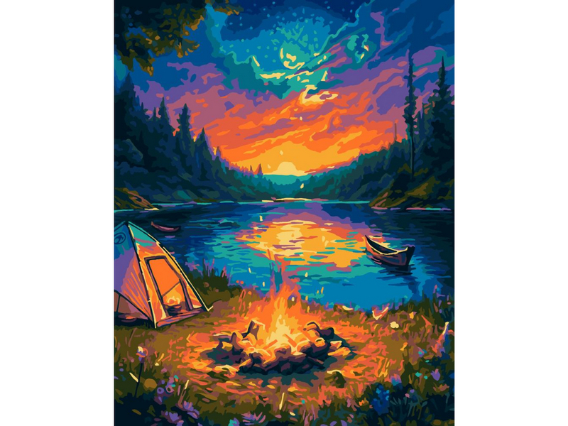 Донецк игрушка оптом Картина по номерам 40*50 см "У костра"