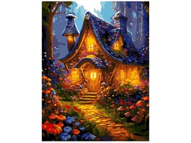 Картина на картоне с красками 40х50 см по номерам. Сказочный дом доставка оптом в Донецк
