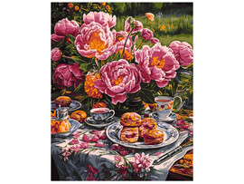 Картина на картоне с красками 40х50 см по номерам. Летнее чаепитие доставка оптом в Донецк