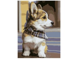 Картина на картоне с красками 40х50 см по номерам. Щенок корги доставка оптом в Донецк